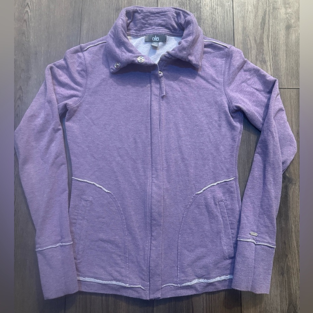 Alo Yoga Jacket Womens Xs Small Purple Zip Up Athleisure Lightweight Bamboo Rare